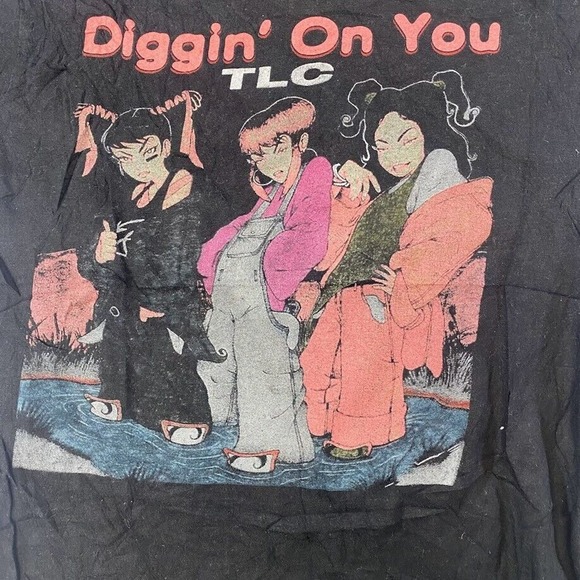 TLC Diggin' On You Girl Group Tee Thrifted Vintage Style Size L - Picture 2 of 8